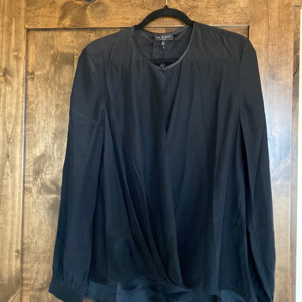 Rag & Bone large black LORA blouse